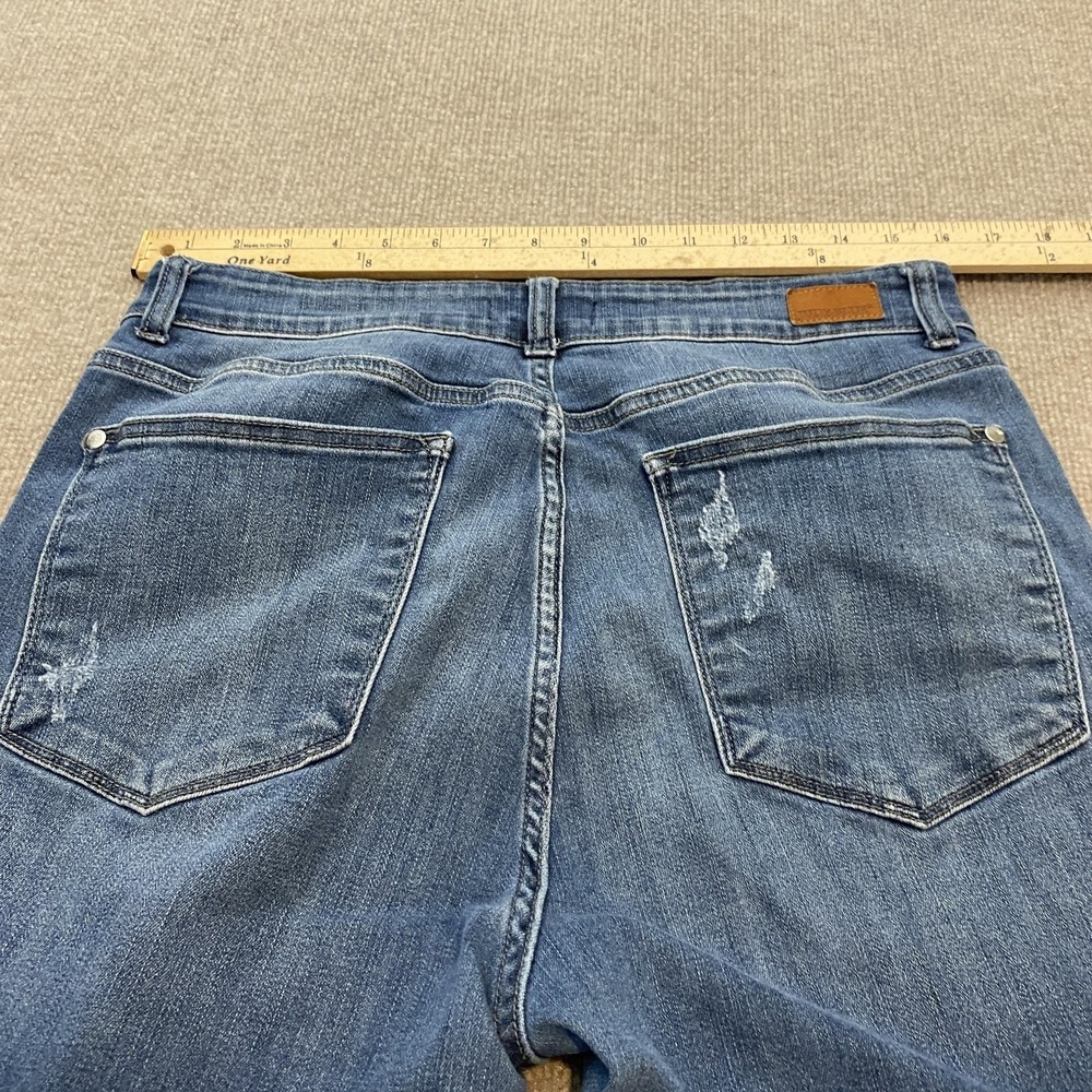 Judy Blue Capri Jeans Womens 14W Dark Wash High Rise Distressed Stretch Denim - Picture 6 of 12